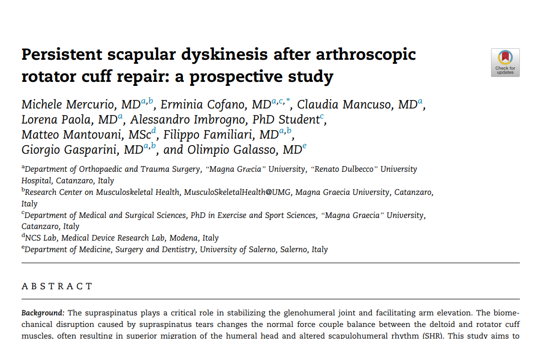 Persistent scapular dyskinesis after arthroscopic rotator cuff repair: a prospective study